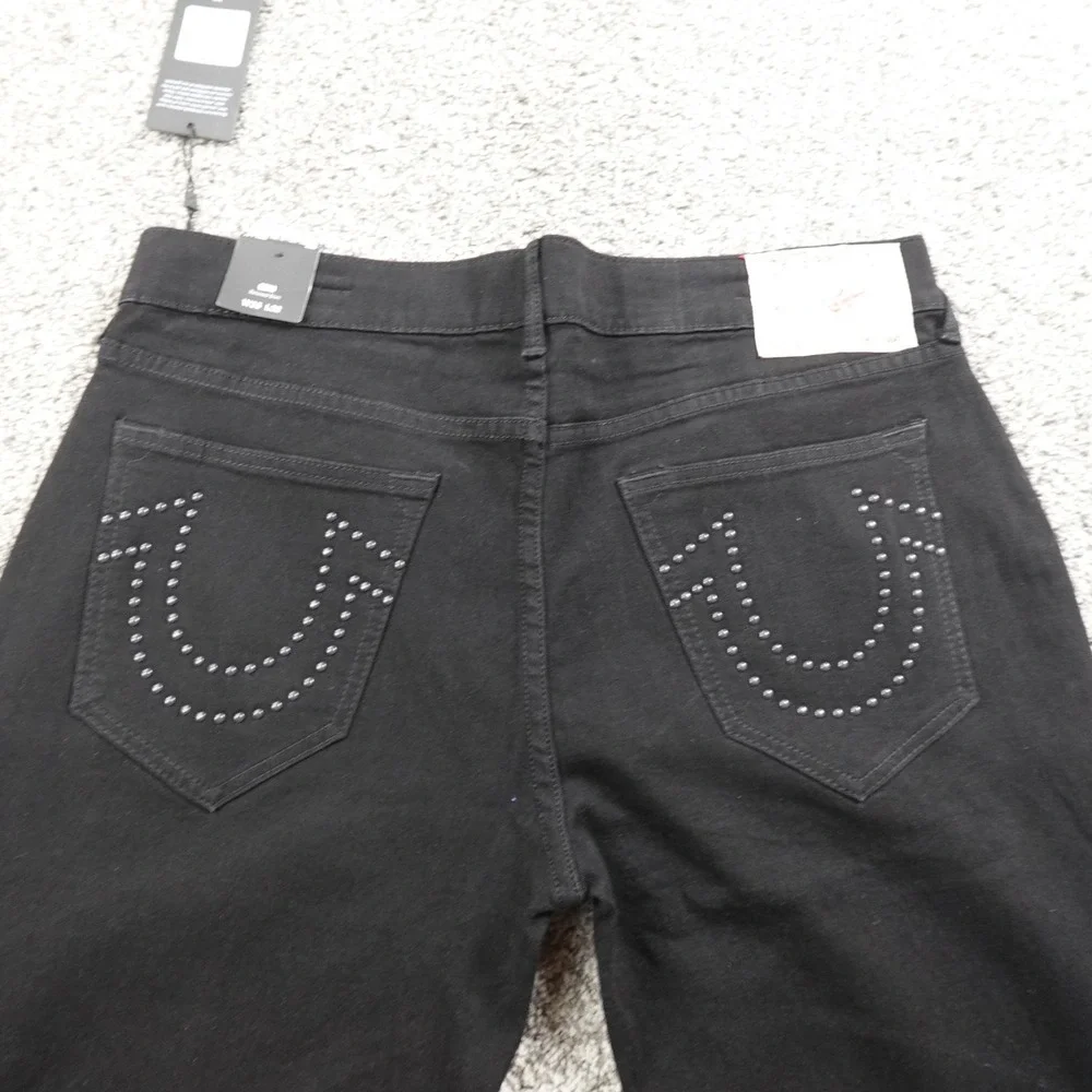 NEW True Religion Jeans Mens 36X32 Black Denim Pants Geno Relaxed Slim Straight‎